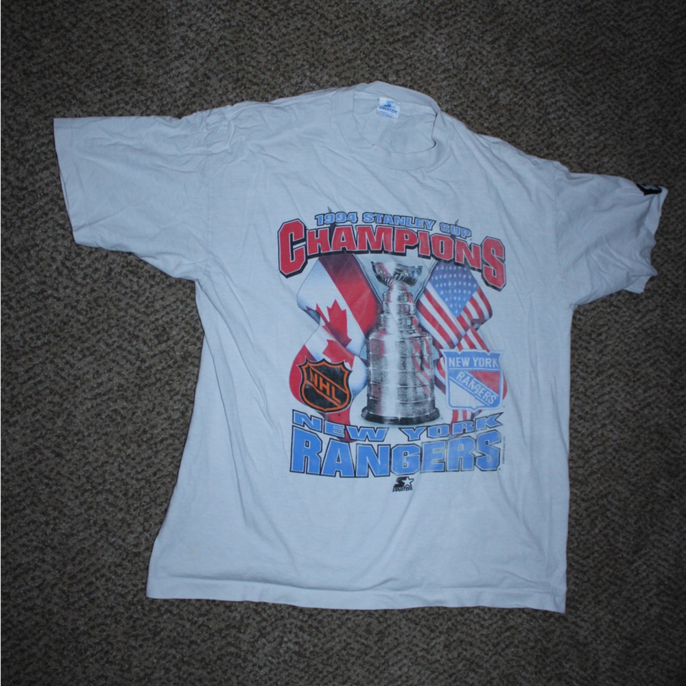 1994 Stanley Cup Champions NHL NY Rangers Gray tshirt size xl Starter Vintage